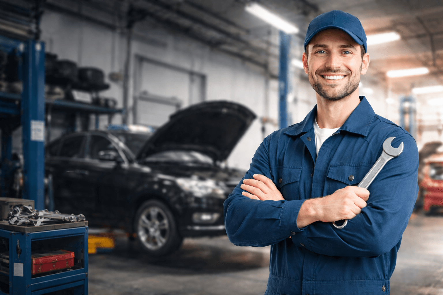 Mechanic working on vehicle